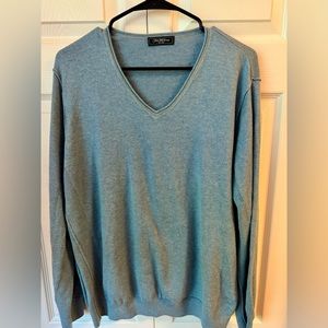 Saks Fifth Ave Blue V Neck Pima Cotton Sweater
